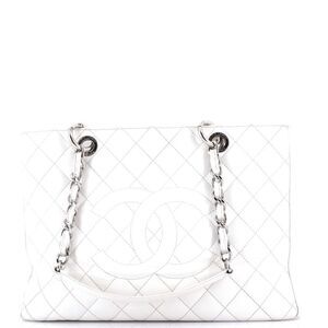 Chanel Grand Shopping Tote Quilted Caviar White